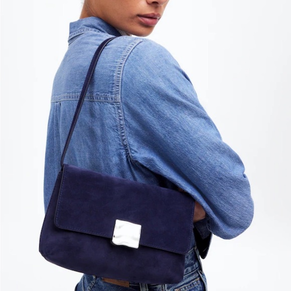Madewell X AGMES NYC Navy Suede Shoulder Bag/Clutch - Picture 8 of 8